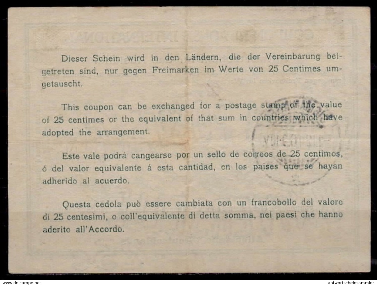 DEUTSCHLAND / GERMANY  Ro4  ms. 30 / 25 Pfennig  Int. Reply Coupon Reponse IRC IAS Antwortschein O SIGMARINGEN 1.12.16 - Autres & Non Classés