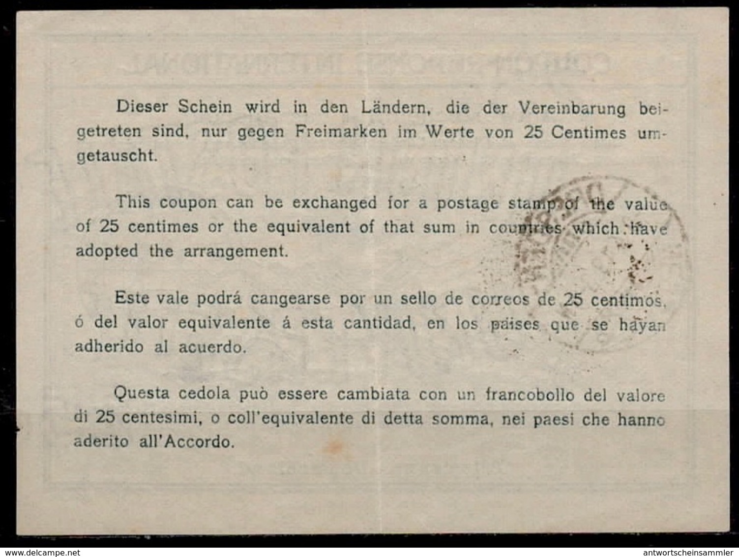 DEUTSCHLAND / GERMANY  Ro4  30 Pfennig  Int. Reply Coupon Reponse IRC IAS Antwortschein O DRESDEN 9.4.19 - Autres & Non Classés