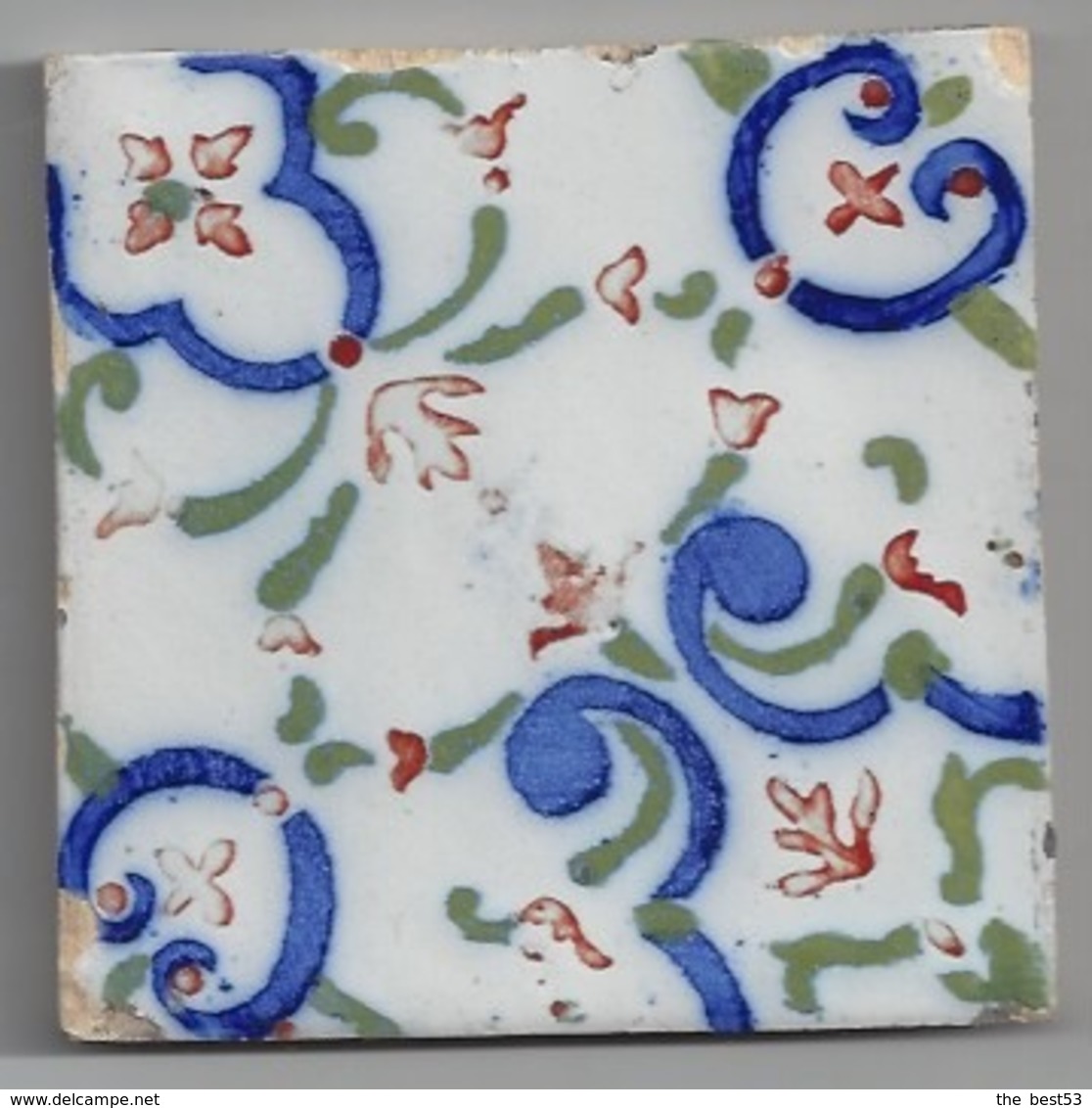 Carreau De Faience  -    Fourmaintraux Courquin à  Desvres   -  1863/1896   -  11 X 11 Cm - Autres & Non Classés