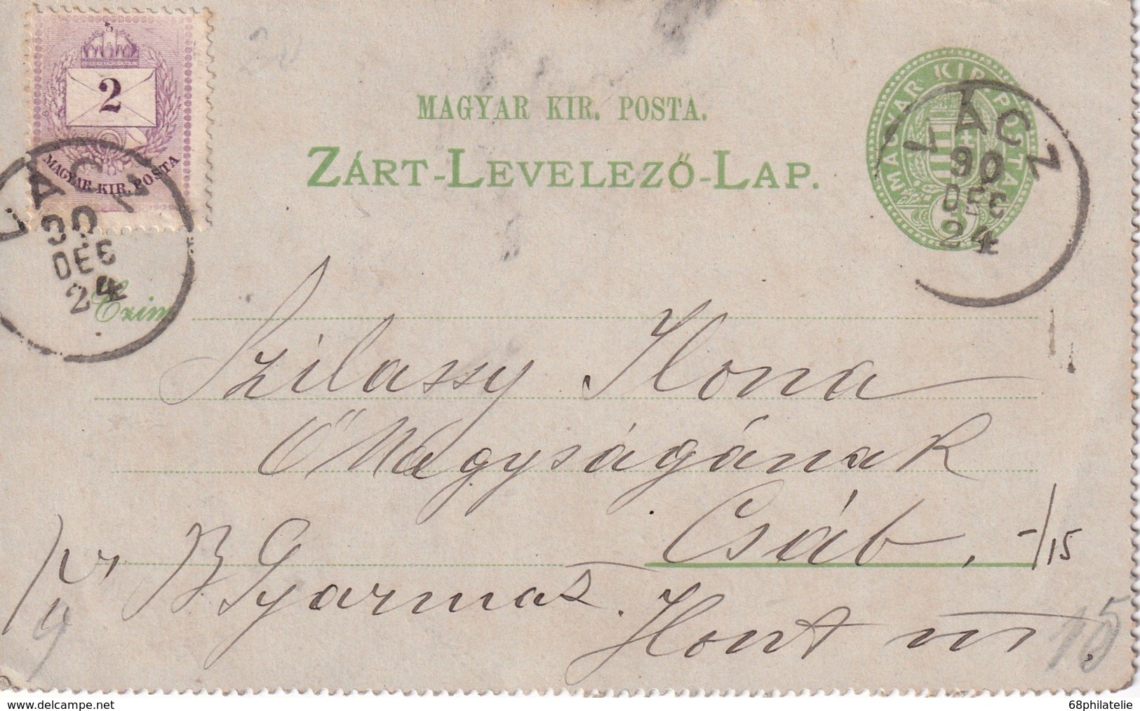 HONGRIE 1890  ENTIER POSTAL/GANZSACHE/POSTAL STATIONERY  CARTE-LETTRE DE VACZ - Entiers Postaux