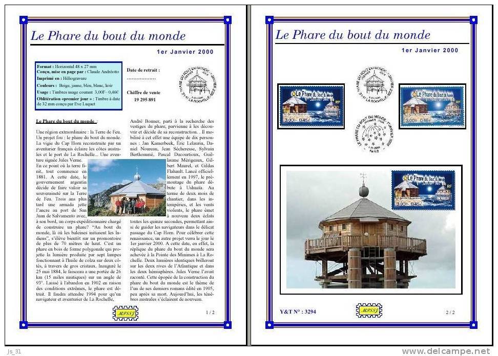 Planche Album Expo : France 2000 : 3294  Le Phare Du Bout Du Monde - Pré-Imprimés