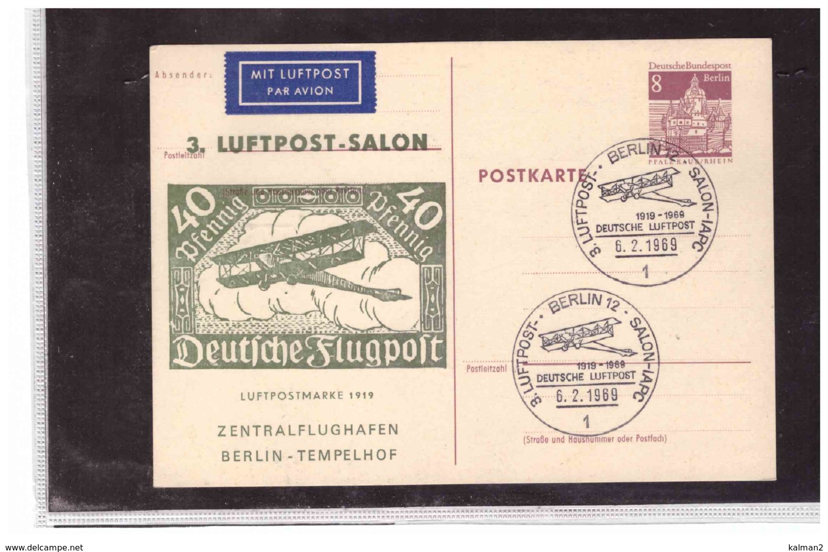 R76   -    POSTKARTE   BERLIN  MICHEL NR. P. 70    /   BERLIN  6.2.1969 - Privatpostkarten - Gebraucht