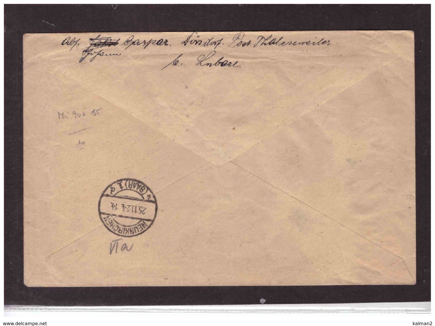 R83   -    LEBACH  25.11.1924    /     REGISTERED LETTER FRANKED WITH MICHEL NR. 85 + 90 - Briefe U. Dokumente