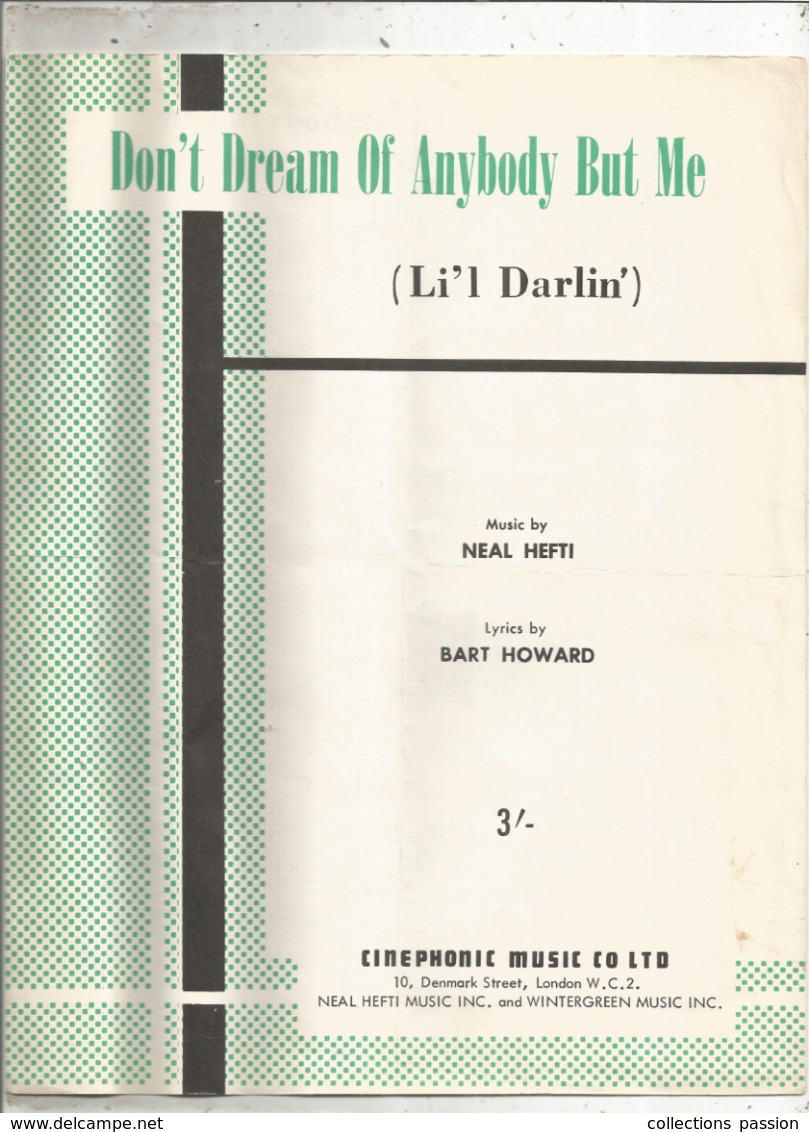 Partition Musicale Ancienne  , NEAL HEFTI , BART HOWARD , DON'T DREAM OF ANYBODY BUT ME , Frais Fr 1.85e - Partitions Musicales Anciennes