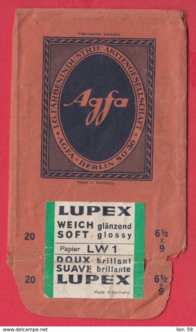 248578 / Advertising - Ancienne Pochette De Photographie AGFA BERLIN - LUPEX - Matériel & Accessoires