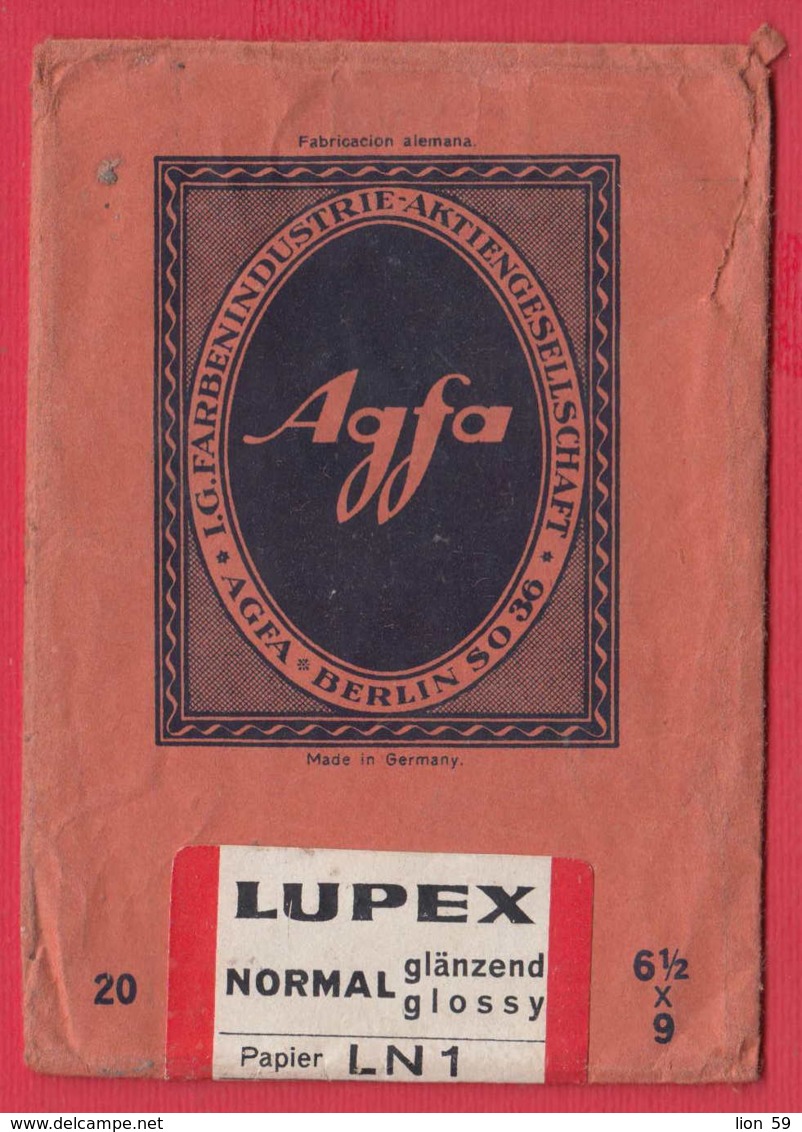 248579 / Advertising - Ancienne Pochette De Photographie AGFA BERLIN - LUPEX NORMAL - Matériel & Accessoires