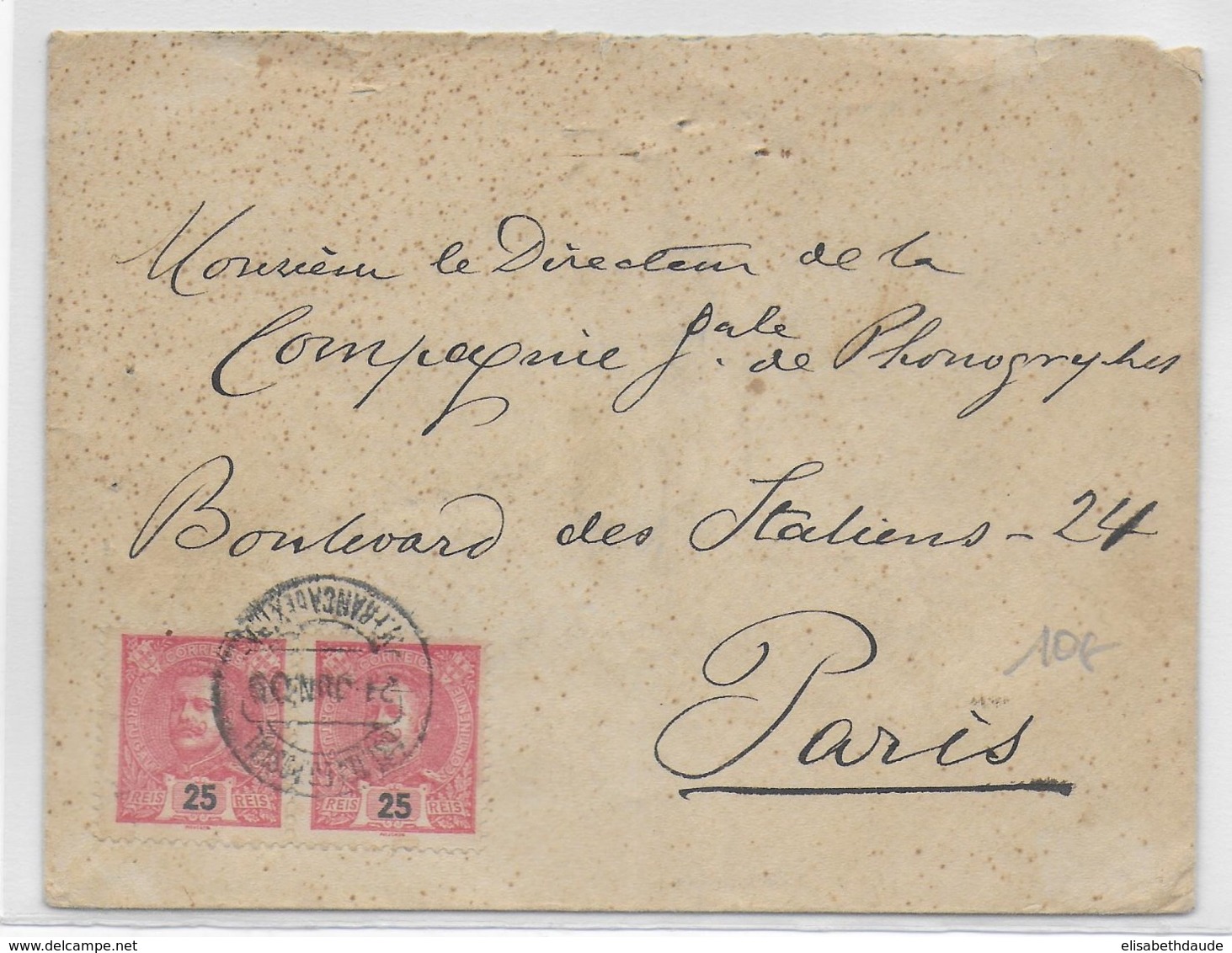 1909 - PORTUGAL - ENVELOPPE De VILA FRANCA De XIRA=> PARIS - Lettres & Documents