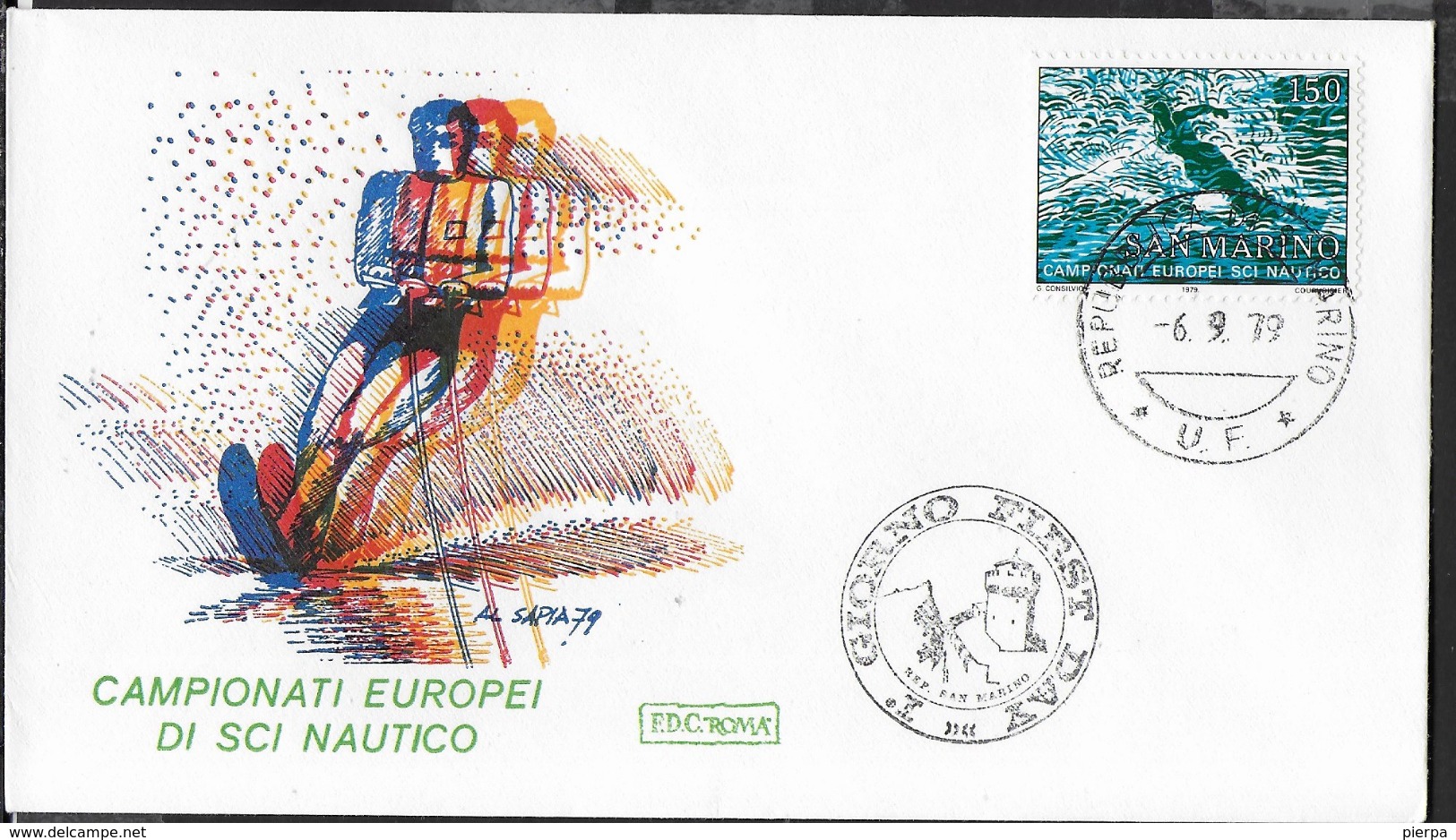 SAN MARINO - 1979 - CAMPIONATO EUROPEO DI SCI NAUTICO - 06.09.1973 SU BUSTA F.D.C. (ROMA) - NON VIAGGIATA - Wasserski