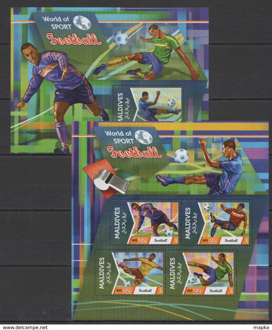 ML139 2015 MALDIVES WORLD  SPORT FOOTBALL KB+BL MNH - Altri & Non Classificati