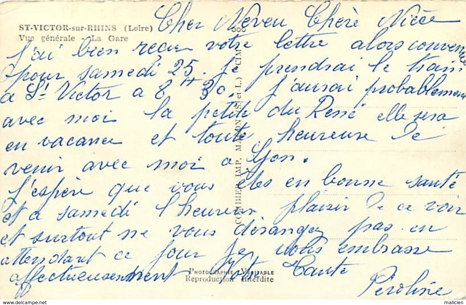 - Loire -ref-A987- Saint Victor Sur Rhins - St Victor Sur Rhins -vue Generale - La Gare - Gares - Ligne De Chemin De Fer - Autres & Non Classés