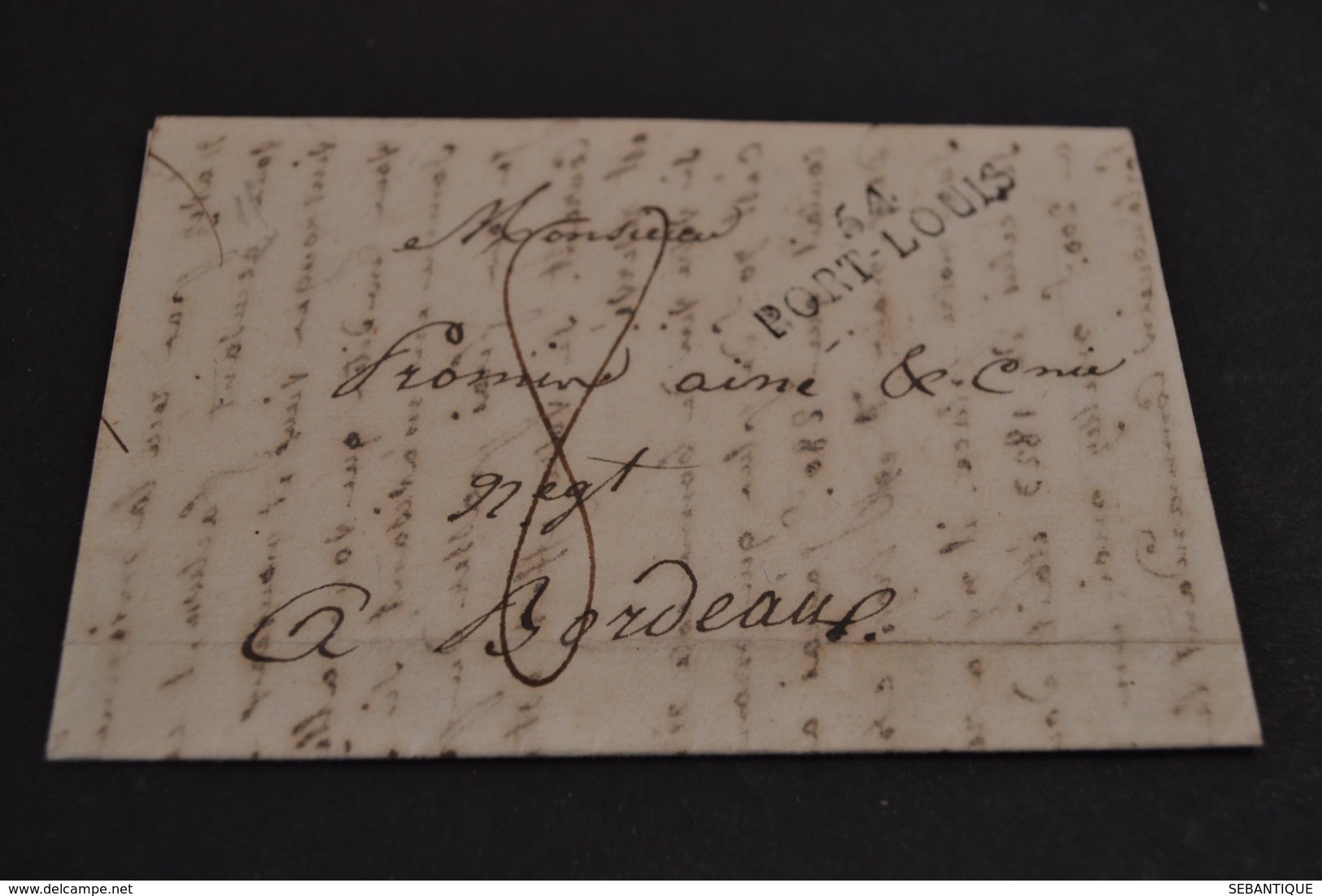 Lettre 1824 Cursive 54 PORT LOUIS Pour Bordeaux - 1801-1848: Précurseurs XIX