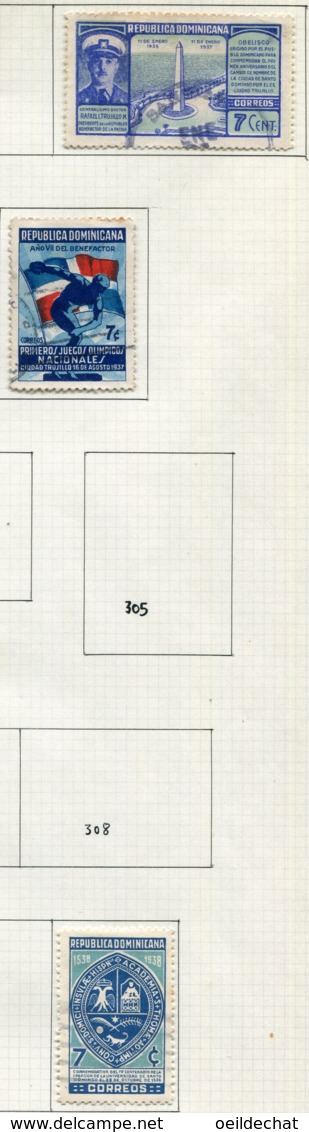 14712 DOMINICAINE Collection Vendue Par Page N° 299, 302, 315 ° 1937-38   B/TB - Dominicaanse Republiek