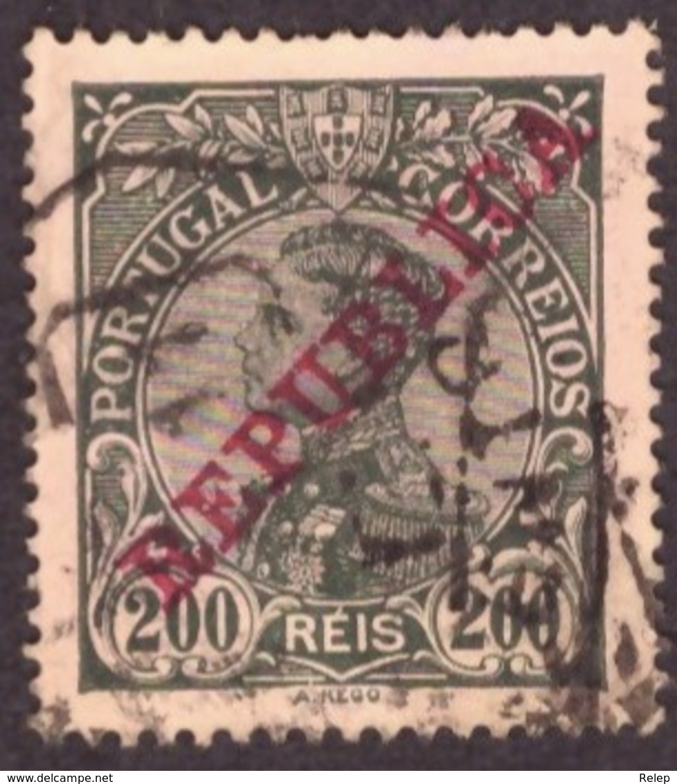 Portugal 1910 - Rei D. Manuel II  Sobrecarga  " REPUBLICA "  200 R. Mundifil 180 Côte € 3.30 - Oblitérés