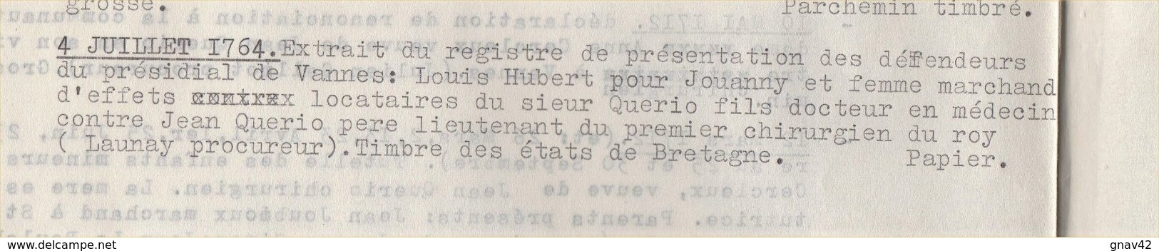 Bretagne Vannes 3 Quarts De Papier 1 De 1737 Et 2 De 1764 - Manuscrits