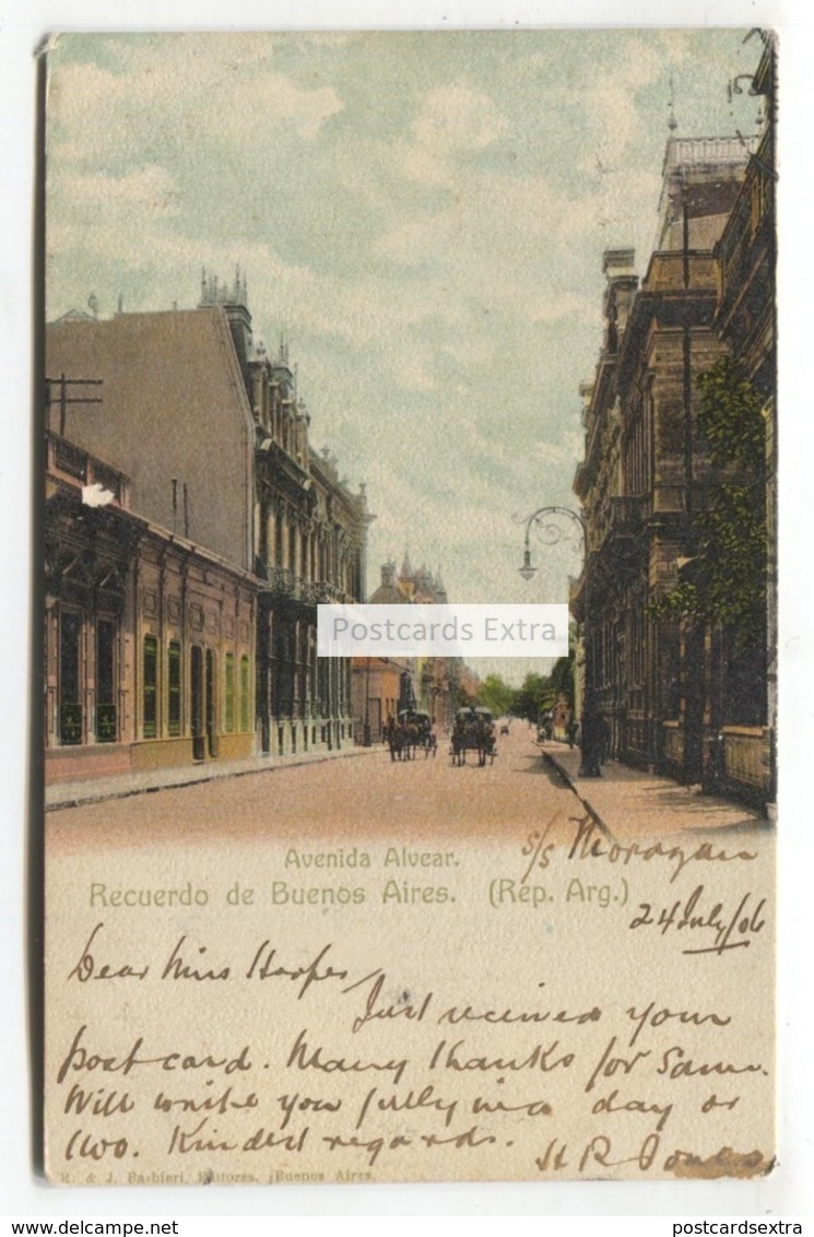 Buenos Aires - Avenida Alvear - 1906 Used Argentina Postcard - Argentina