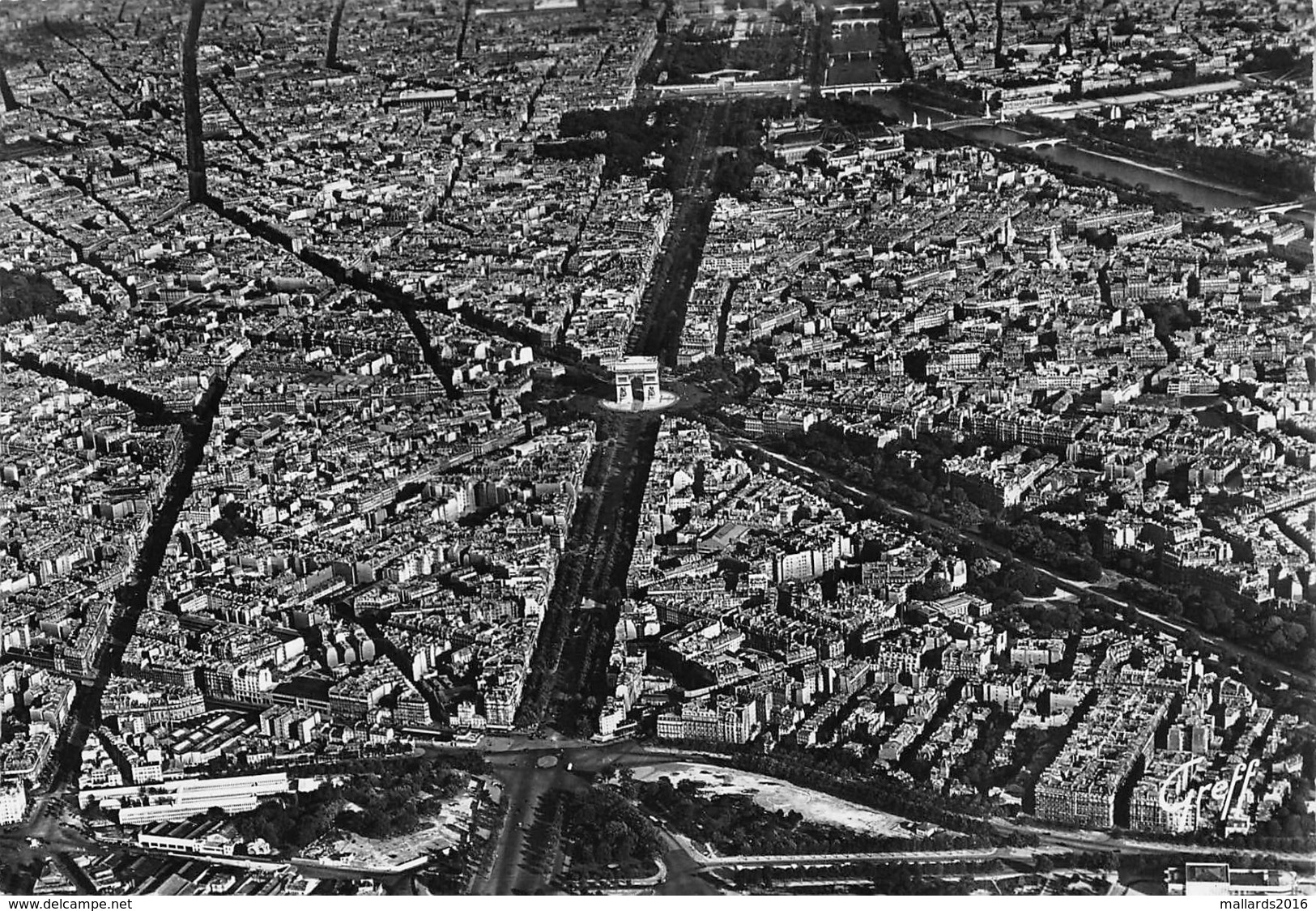 PARIS - VUE AERIENNE - DATED 1954 ~ AN OLD REAL PHOTO POSTCARD #96787 - Panoramic Views