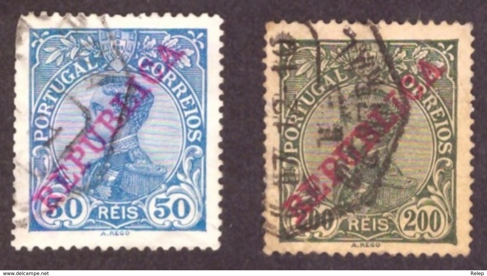 Portugal 1910 - Rei D. Manuel II 200r. Sobrecarga " REPUBLICA " N°176-180 Côte € 7.30 - Oblitérés