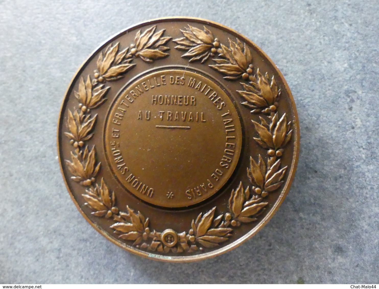 Médaille D'honneur Au Travail. Union Syndicale Et Fraternelle Des Maîtres Tailleurs De Paris. Médaille En Bronze - Professionnels / De Société