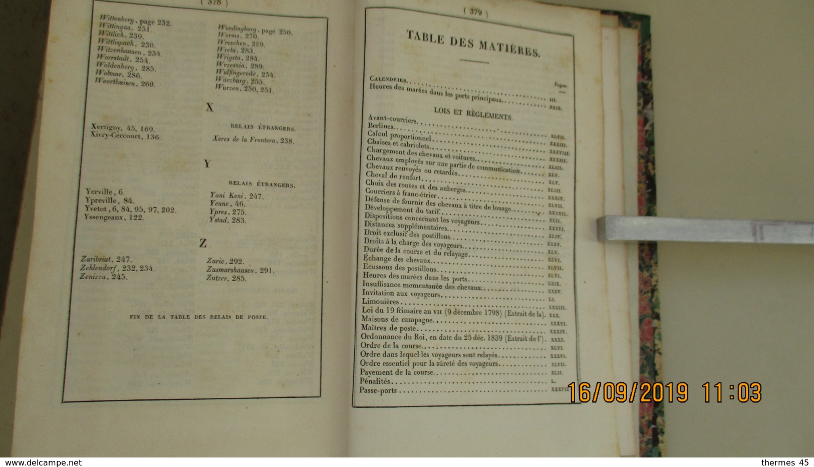 LIVRE DE POSTE POUR L'AN 1840 / PARIS IMPRIMERIE ROYALE 3ème ED. AOUT 1840