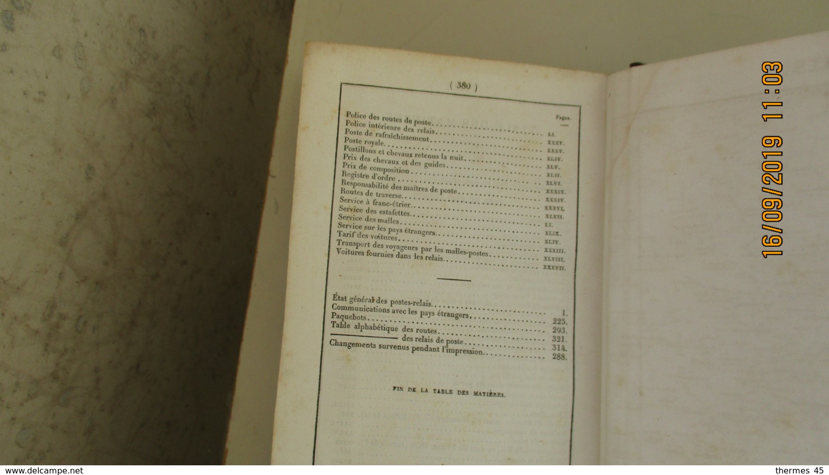 LIVRE DE POSTE POUR L'AN 1840 / PARIS IMPRIMERIE ROYALE 3ème ED. AOUT 1840