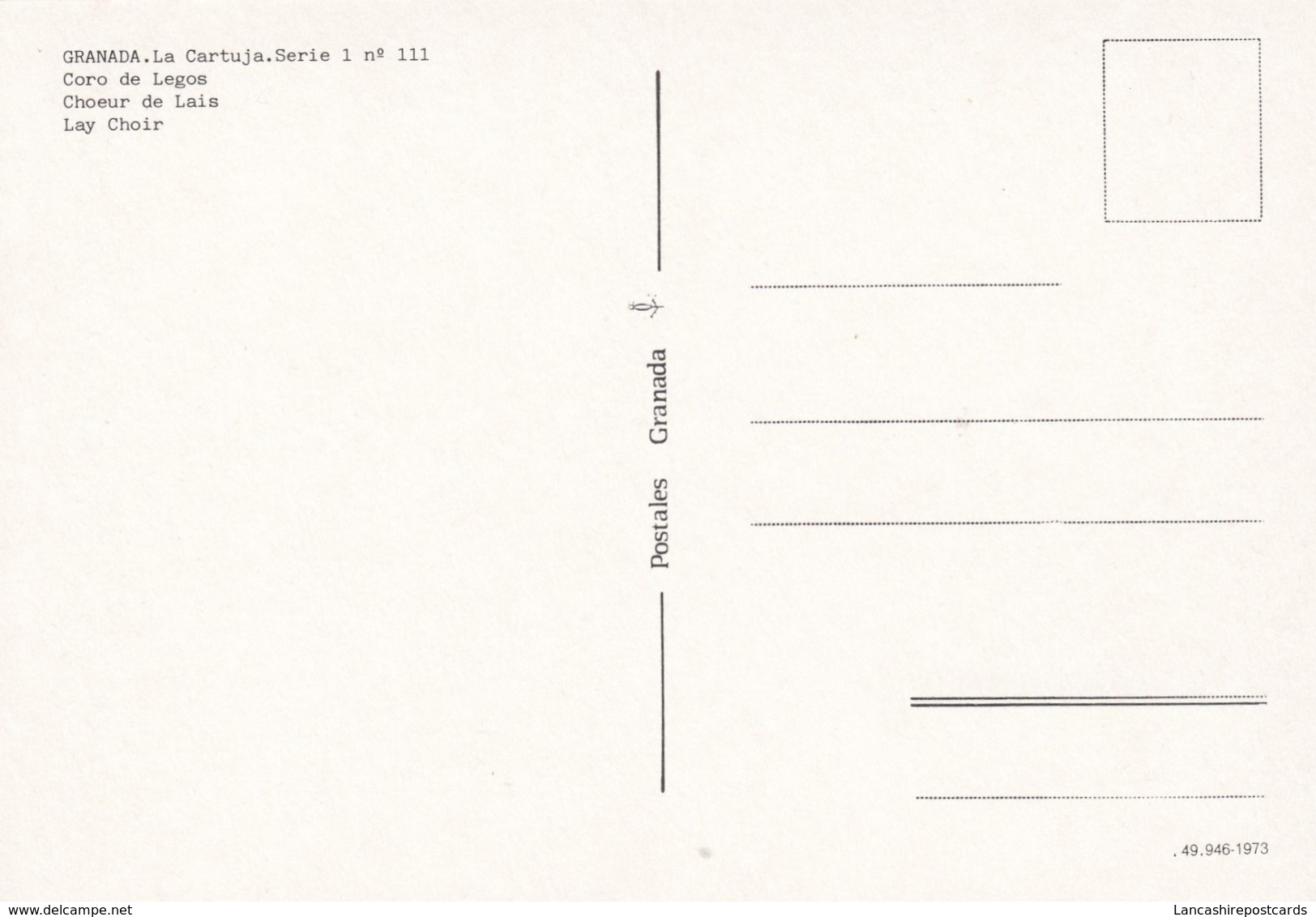 Postcard Granada La Cartuja Coro De Legos My Ref  B23731 - Granada