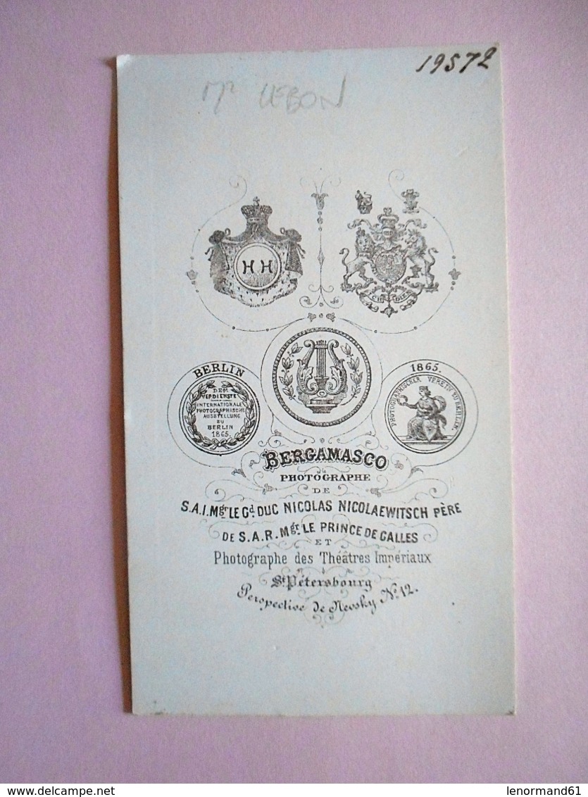 PHOTO CDV 19 Eme MR LEBON HOMME ELEGANT BARBE  MODE  Cabinet BERGAMASCO A ST PETERSBOURG RUSSIE - Anciennes (Av. 1900)