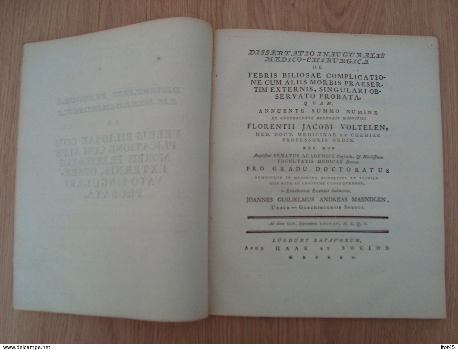 DISSERTATTO INAUGURA LIS MEDICO-CHIRURGICA DE FEBRIS BILIOSAE 1790 - 1701-1800