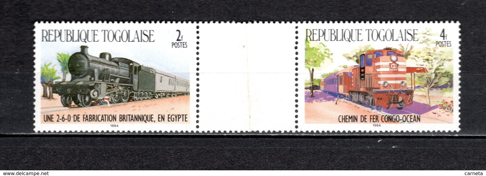 TOGO N° 1159 + 1161 SE TENANT  NEUFS SANS CHARNIERE COTE  ? €  TRAIN  RARE  VOIR DESCRIPTION - Togo (1960-...)