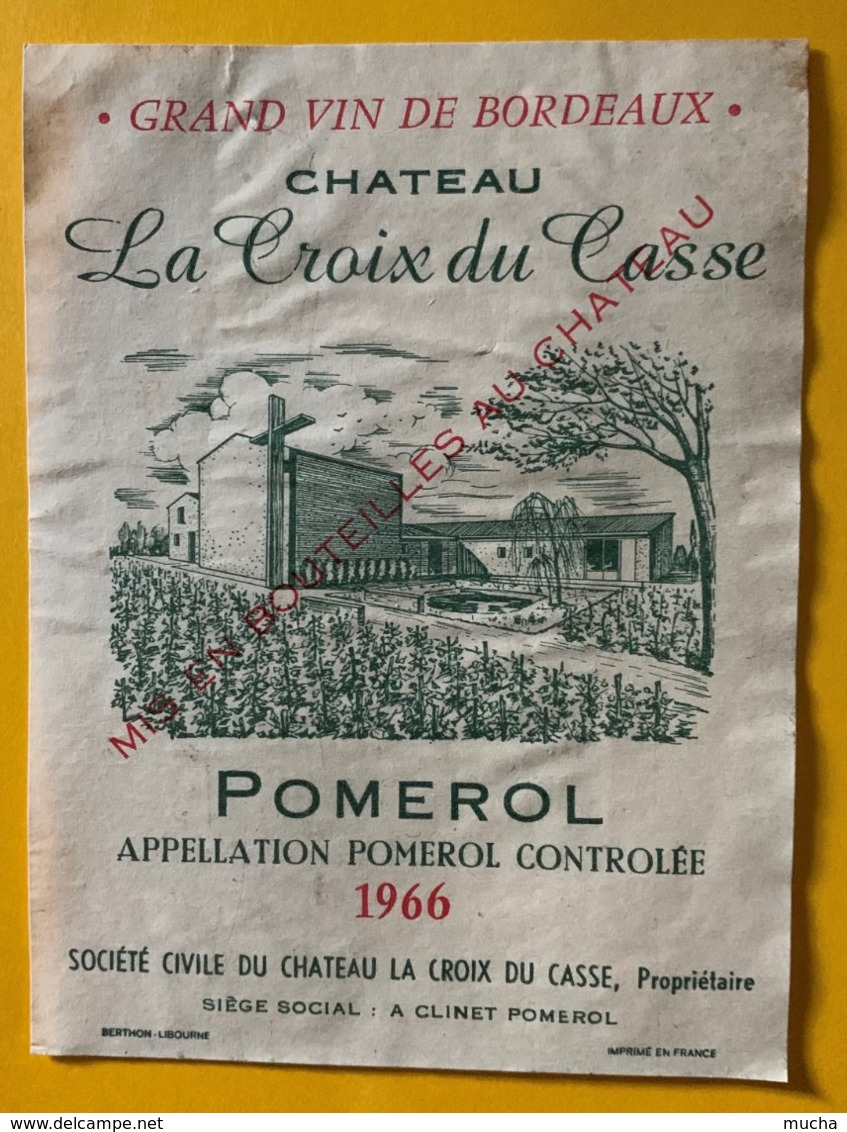 11623 -  La Croix Du Casse 1966 Pomerol - Bordeaux