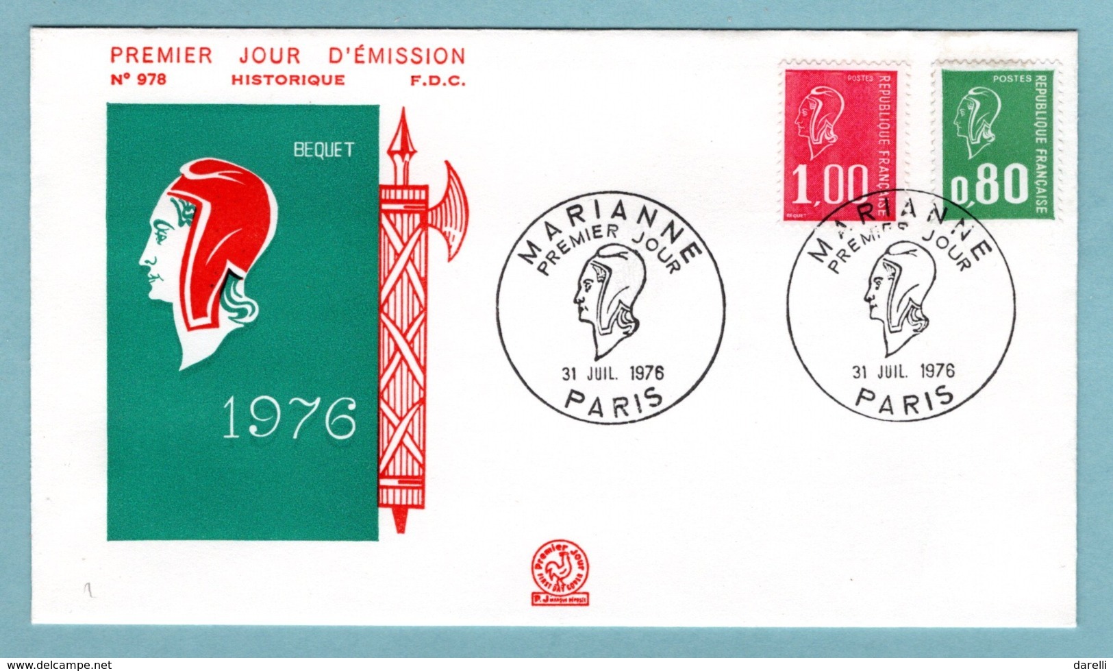 FDC France 1976 - Marianne De Bequet - YT 1891 & 1892 - Paris - 1970-1979