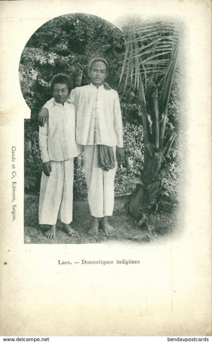 Indochina, LAOS, Domestiques Indigènes, Native Servants (1899) Postcard - Laos