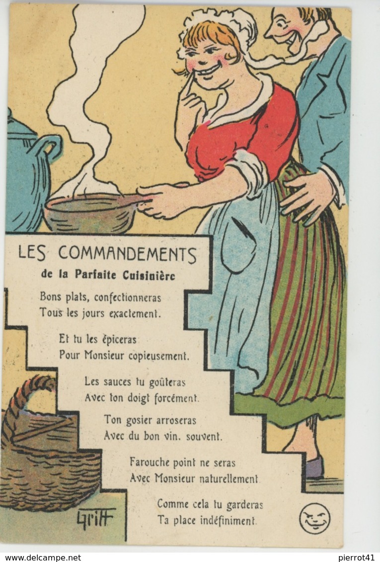 HUMOUR - Jolie Carte Fantaisie Femme "LES COMMANDEMENTS DE LA PARFAITE CUISINIERE "signée GRIFF - Humour