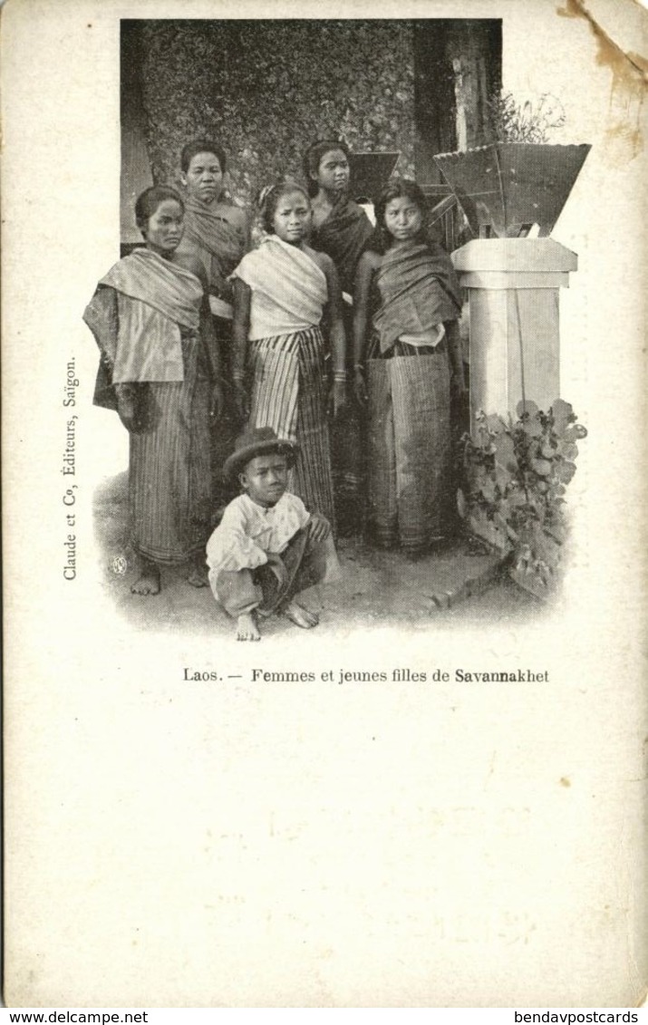 Indochina, LAOS, Femmes Et Jeunes Filles De Savannakhet, Girls (1899) Postcard - Laos
