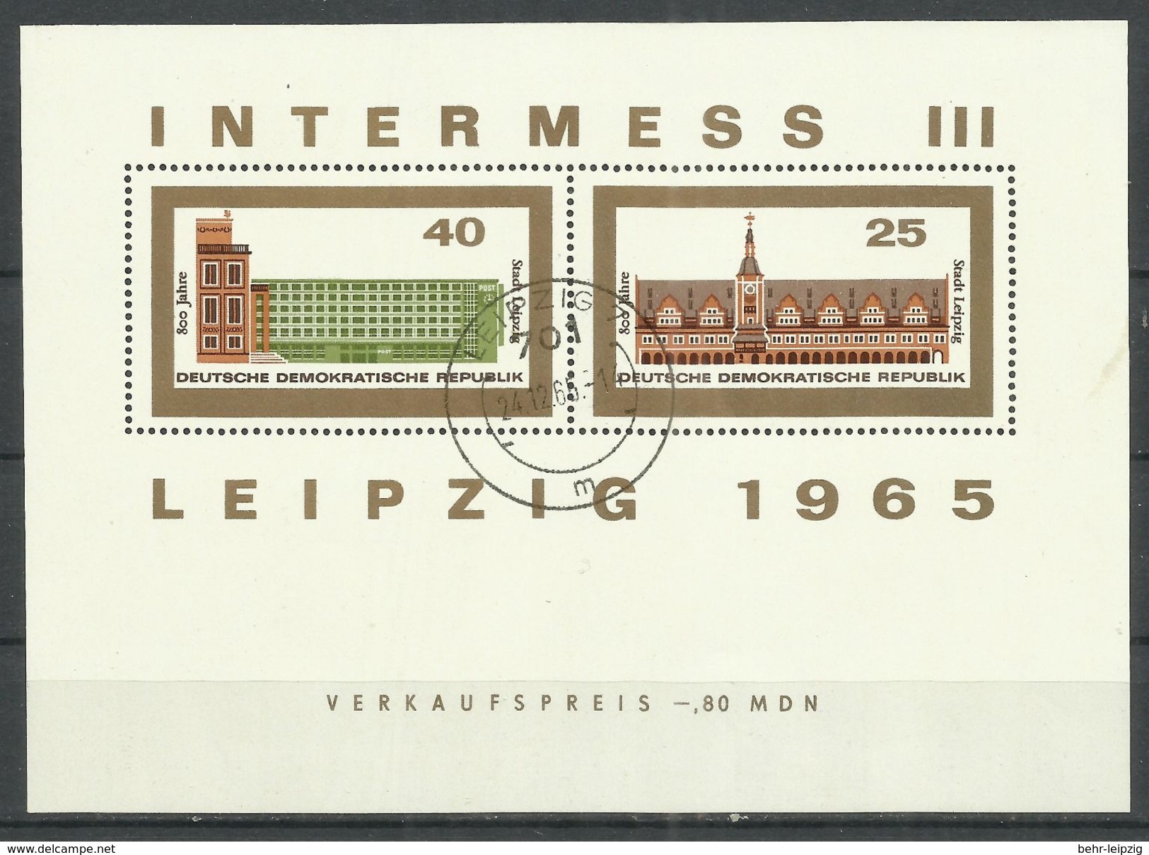 DDR Bl. 23/24 "Blocksatz Zu Intermess III, Leipzig 1965"  Gestempelt.Mi 11,00 - Sonstige & Ohne Zuordnung