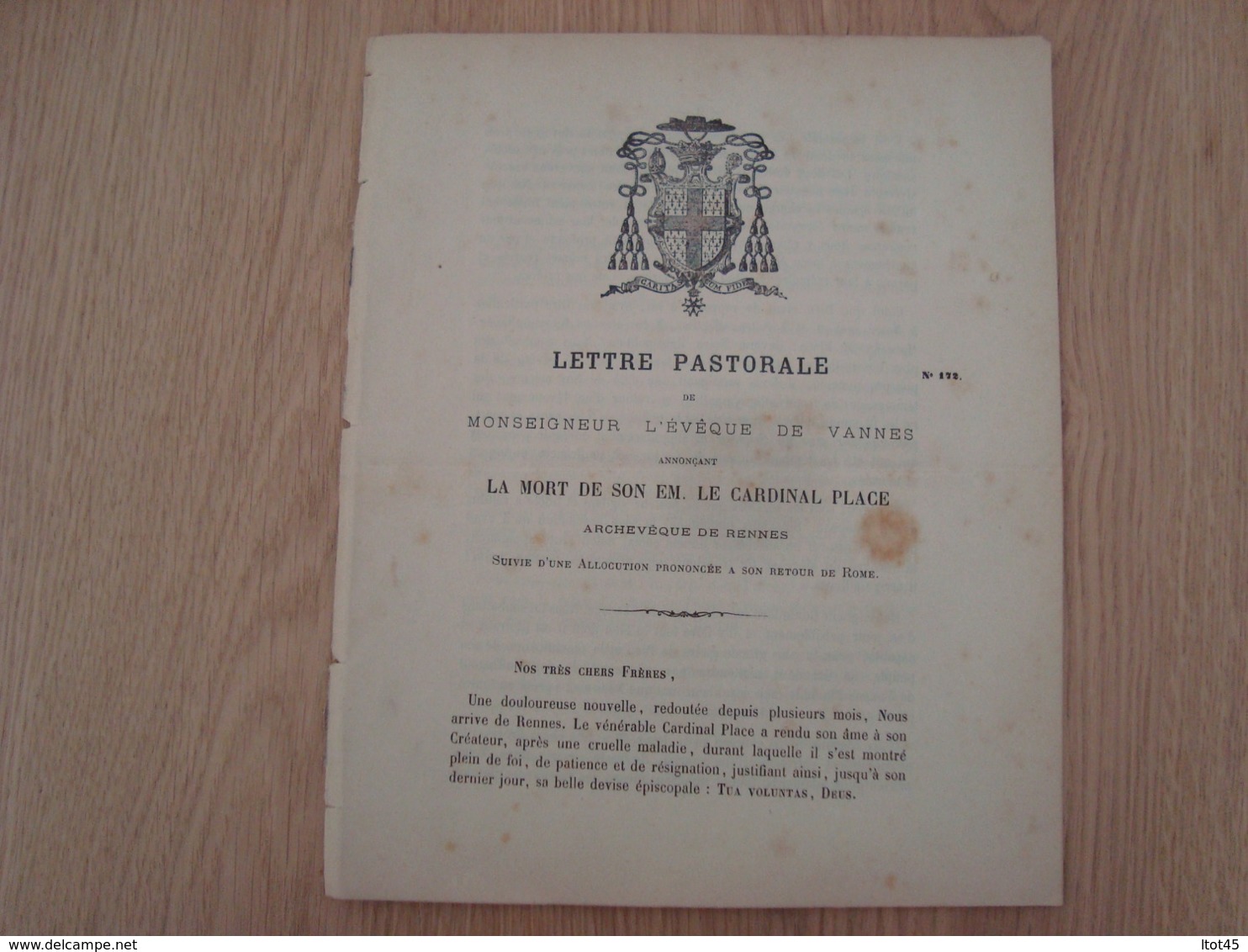 LETTRE PASTORALE DE MONSEIGNEUR L'EVÊQUE DE VANNES - 1801-1900