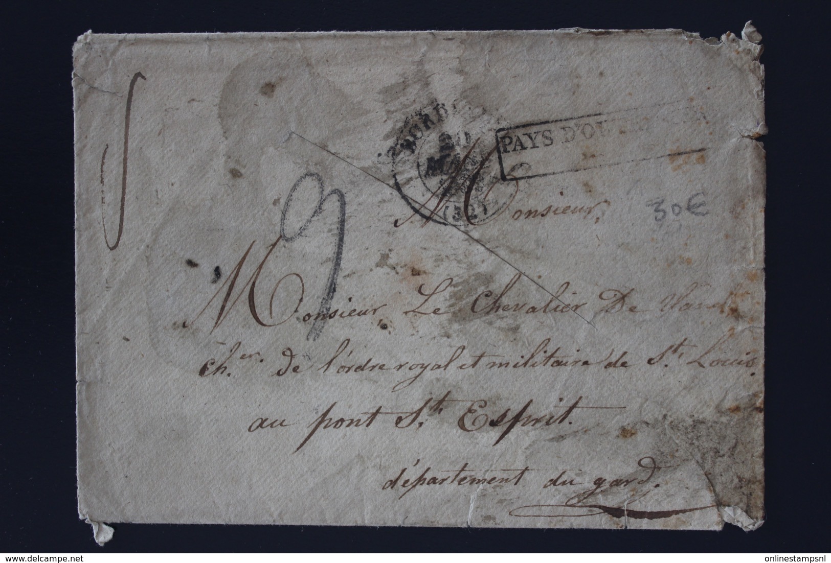 Martinique Cover 1839 Pays Outremer Martinique A Pont St. Esprit Désinfecté Fendre / Disinfected By Slit - Covers & Documents