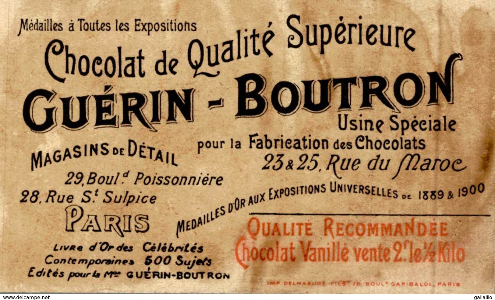 CHROMO CHOCOLAT GUERIN BOUTRON VICTOR EMMANUEL II ROI D'ITALIE - Guérin-Boutron