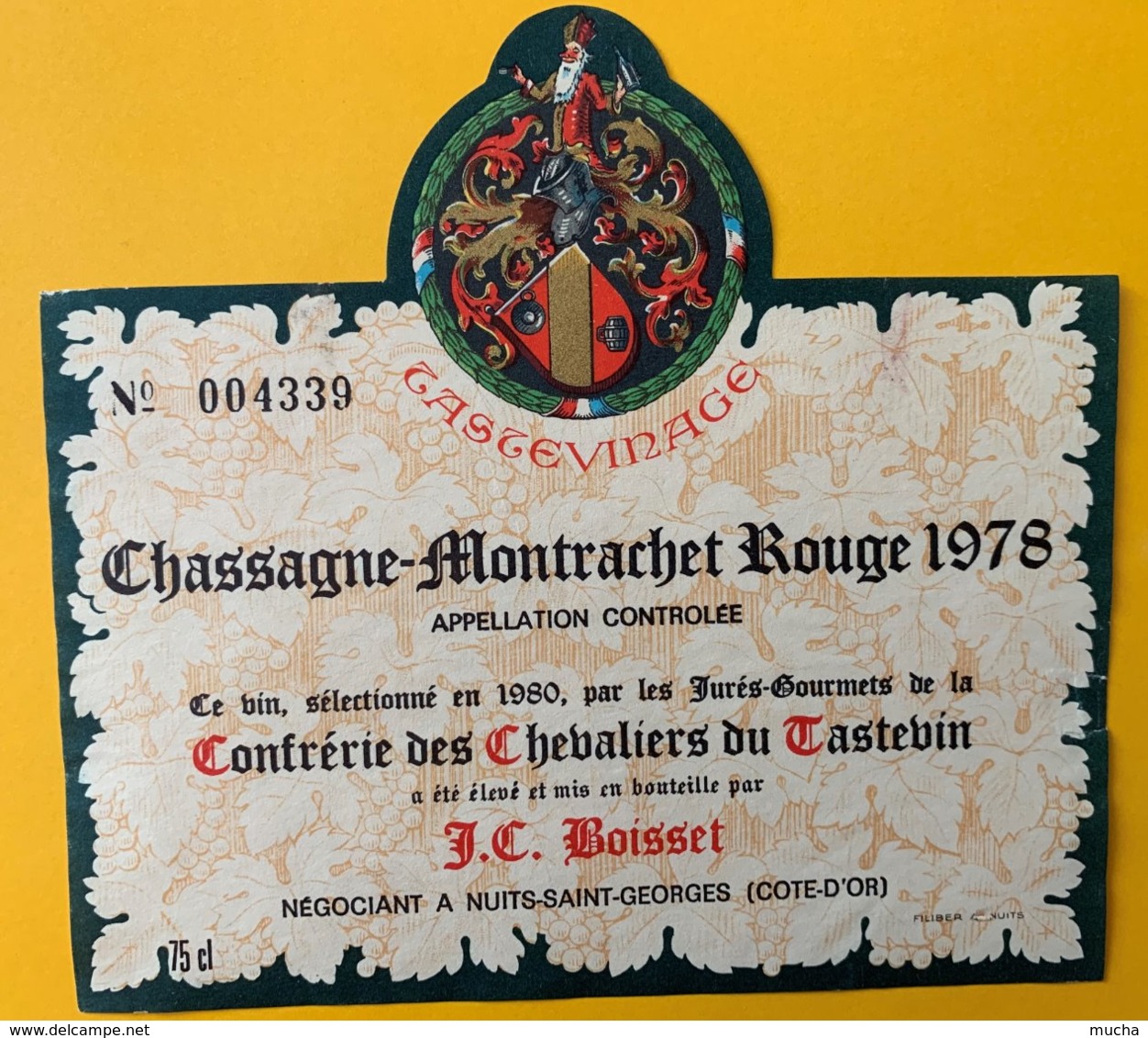 11637 - Chassagne-Montrachet Rouge 1978 JC Boisset Confrérie Des Chevaliers Du Tastevin - Bourgogne