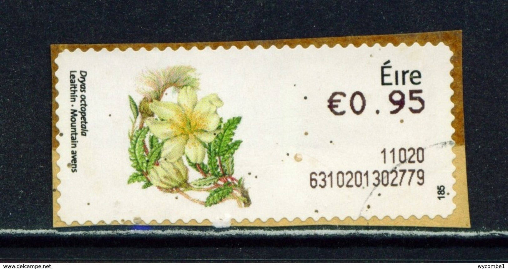 IRELAND  -  2010 Mountain Avens SOAR (Stamp On A Roll)  Used On Piece As Scan - Oblitérés