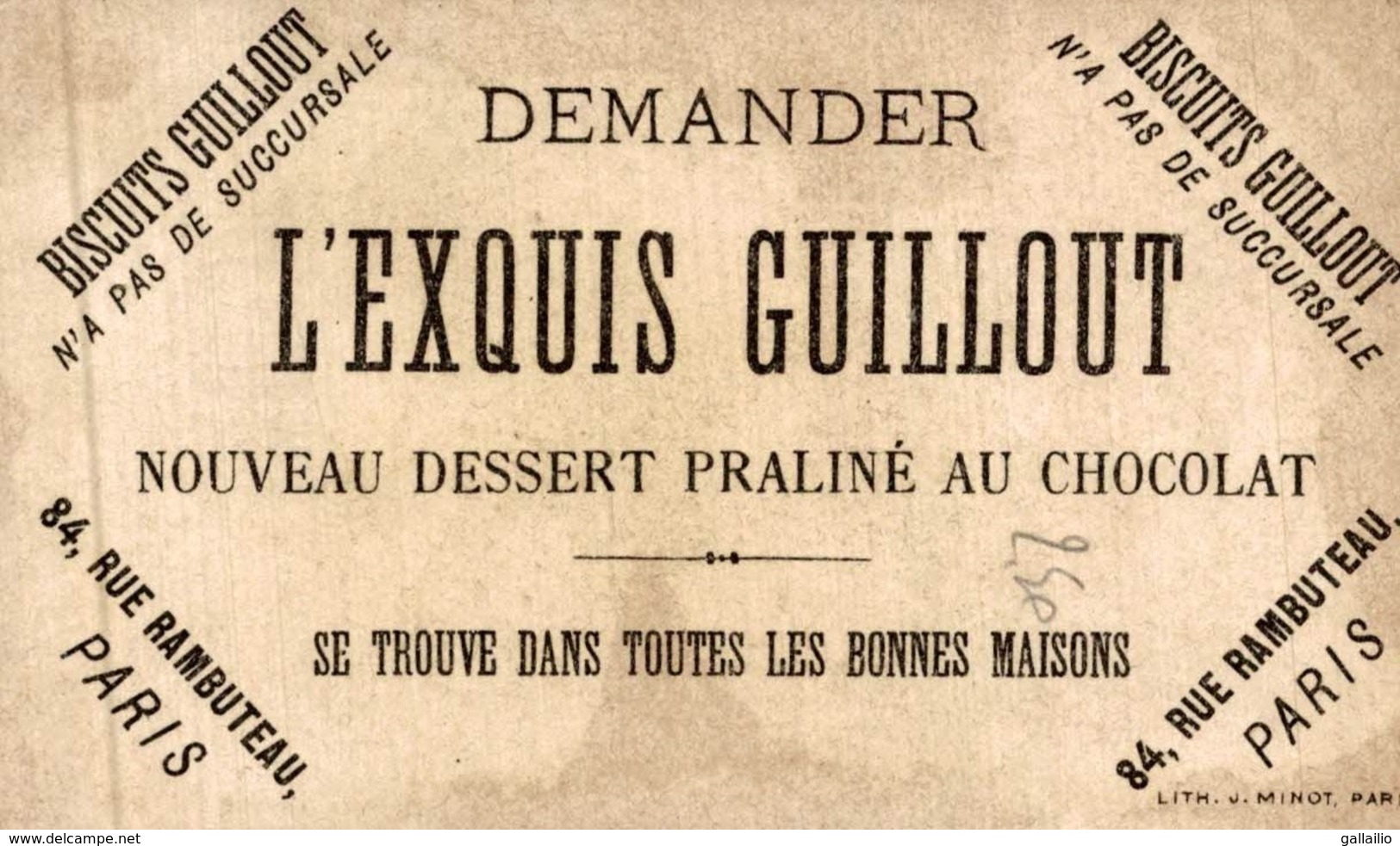 CHROMO BISCUIT GUILLOUT MILITAIRE - Autres & Non Classés