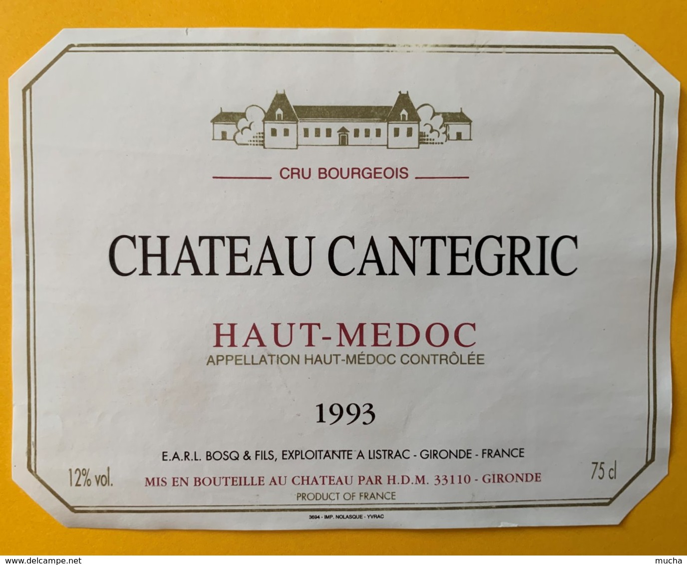 11648 -  Château Cantegric 1993 Haut-Médoc - Bordeaux