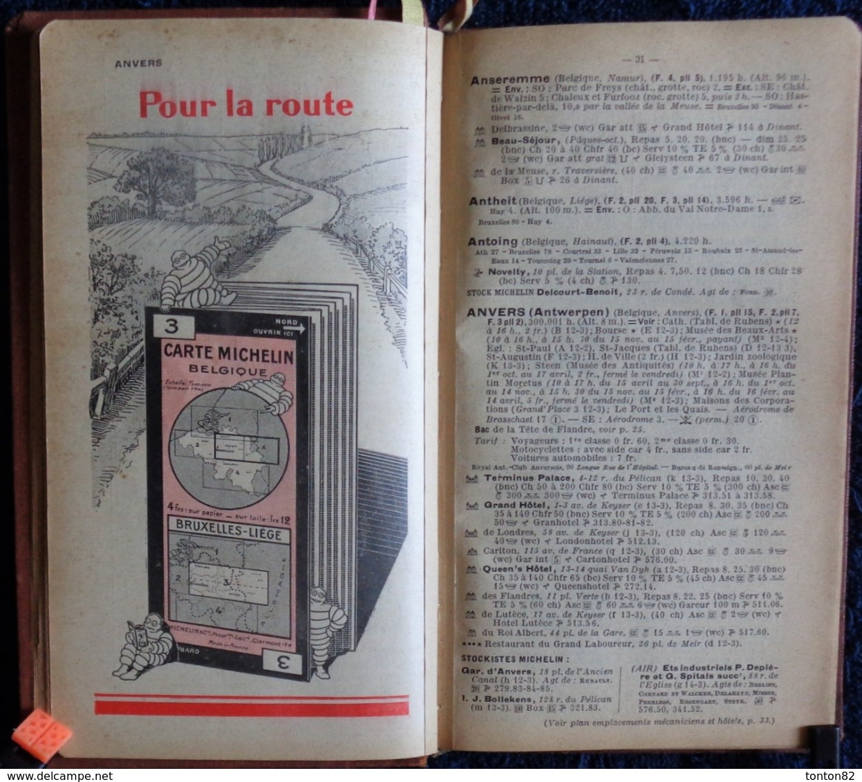 Guide MICHELIN BELGIQUE - Luxembourg - Pays Rhénan - Sud de la Hollande - ( 1929 ) .