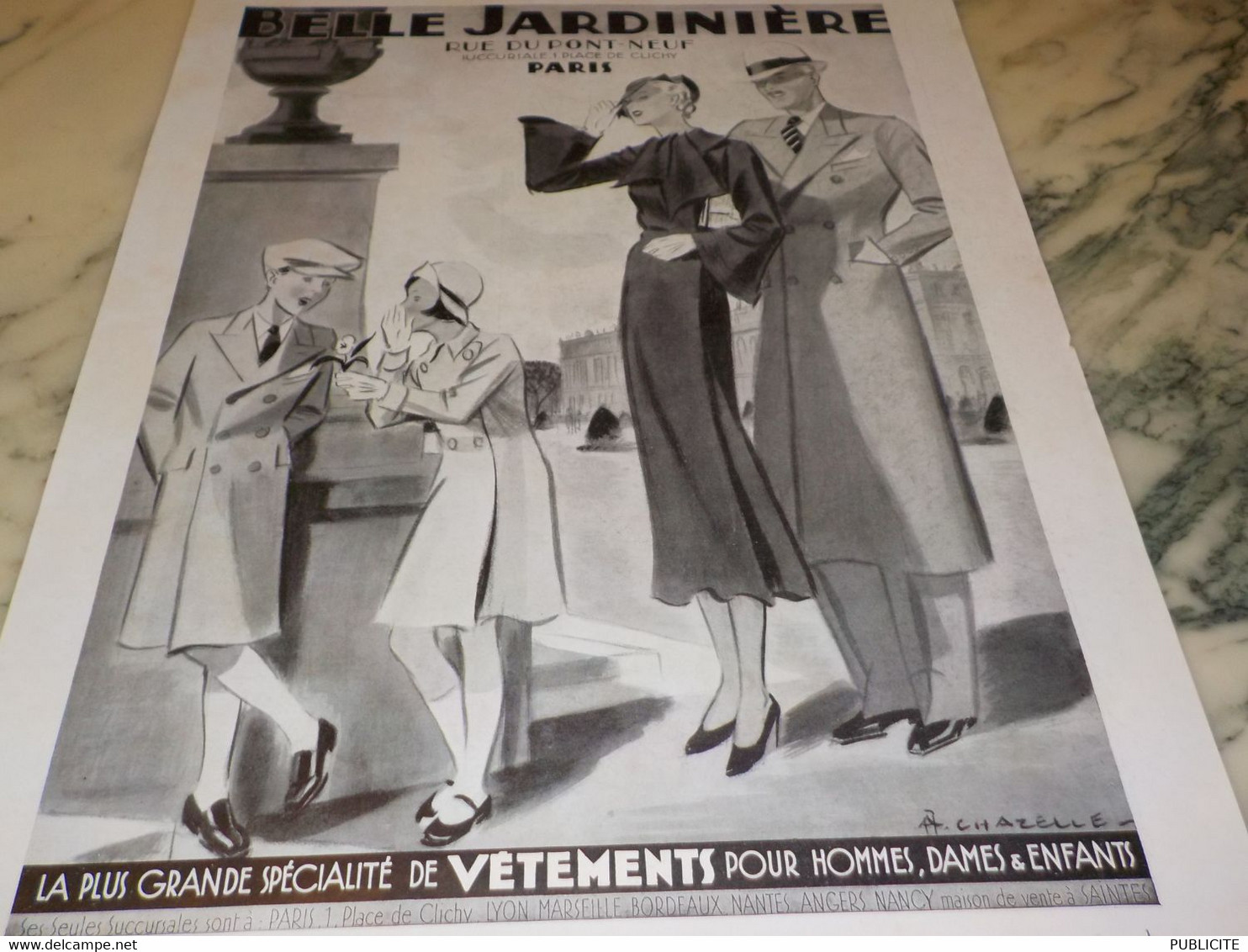 ANCIENNE PUBLICITE MAGASIN BELLE JARDINIERE 1935 - Autres & Non Classés