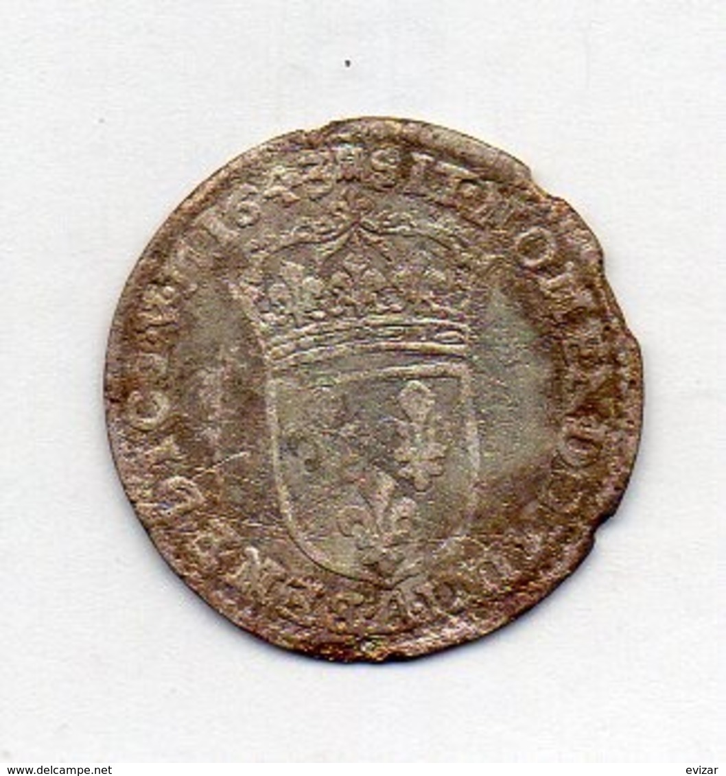 FRANCE, 10 Sols (1/12 Ecu), 1643, Silver, KM #140.1 - 1643-1715 Luigi XIV El Re Sole