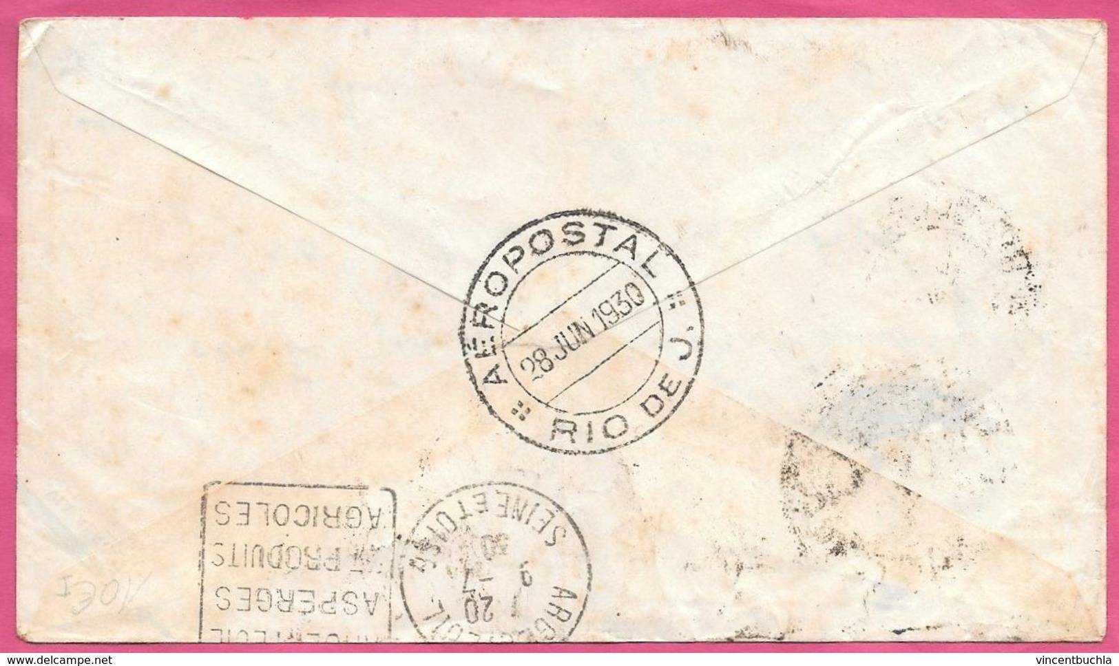 Lettre 1930 Rio De Janeiro Argenteuil Aeropostal Correio Aereo Aeropostale - Poste Aérienne