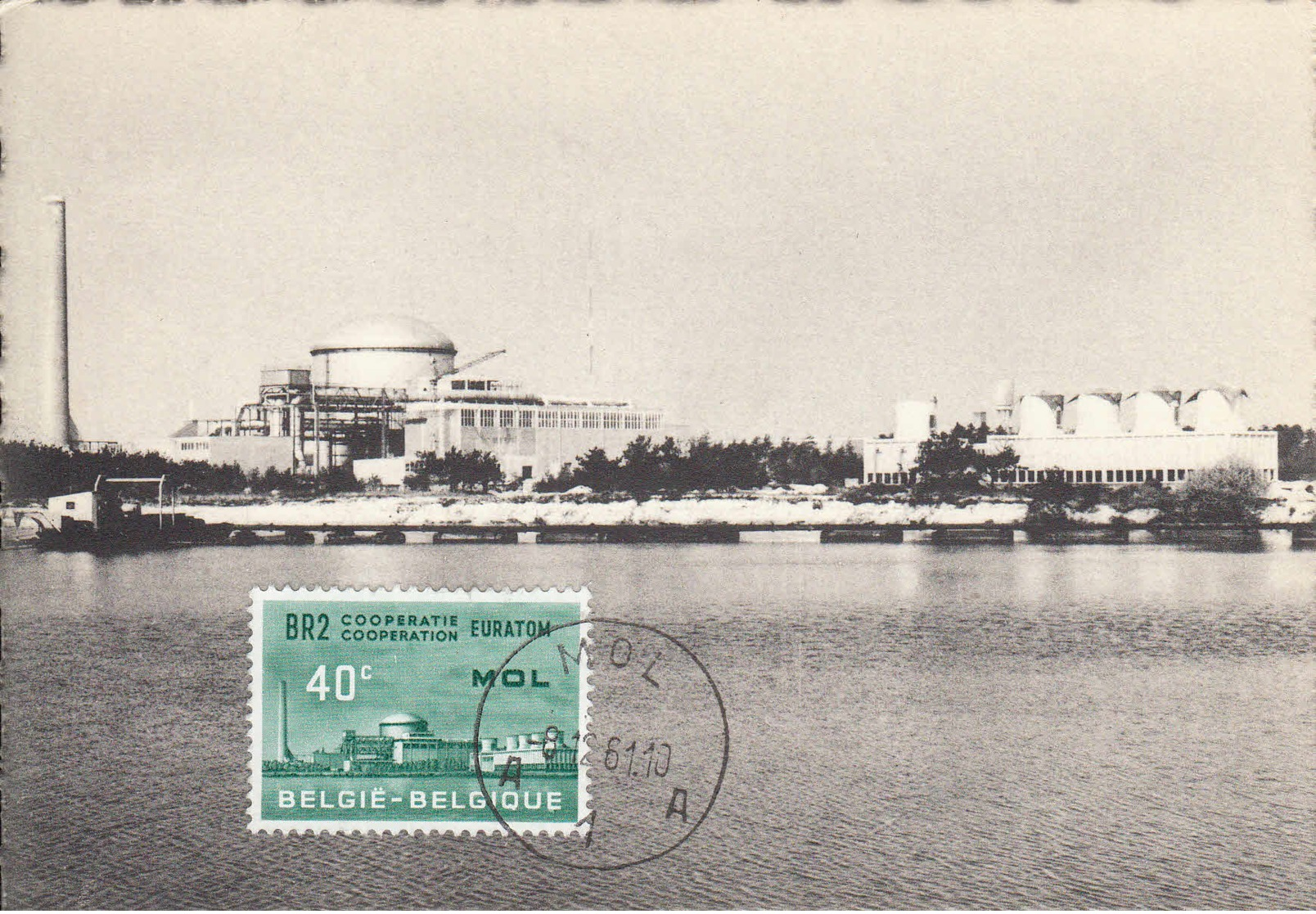 BELGIQUE - 1961 -carte Postale Et Timbre - Euratom - Centrale De Mol - Lettres & Documents