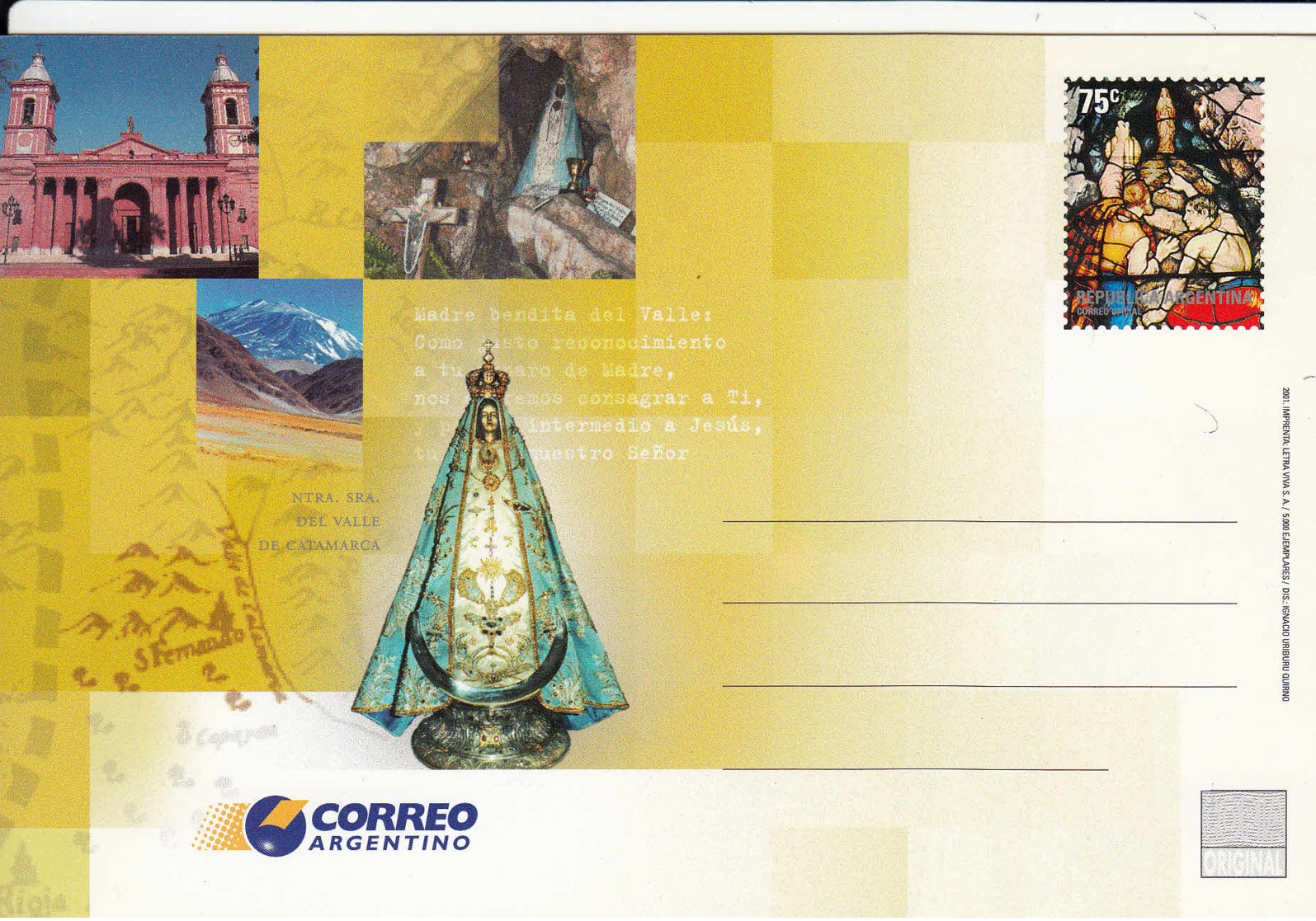 ARGENTINE - Entier Postal Neuf - Nuestra Señora Del Valle De Catamarca - Notre Dame De La Vallée - Entiers Postaux