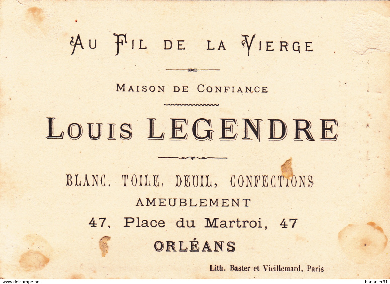 CHROMO L'AVARE De MOLIERE THEATRE PUB Au Fil De La Vierge De LEGENDRE 47 Place Du Martroi ORLEANS - Autres & Non Classés