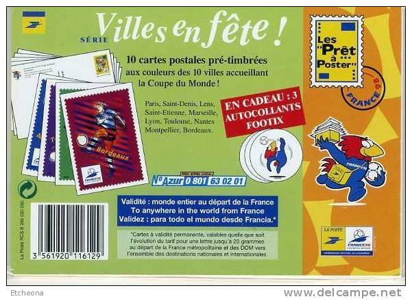 Enveloppes pré-timbrées - par 4 - FRANCE 1998 - Coupe du Monde