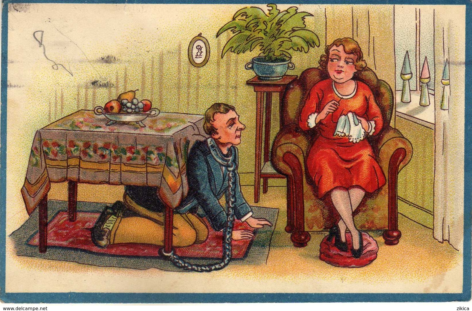 Humour - Man And Women - Old Postcard 1938 - Humour